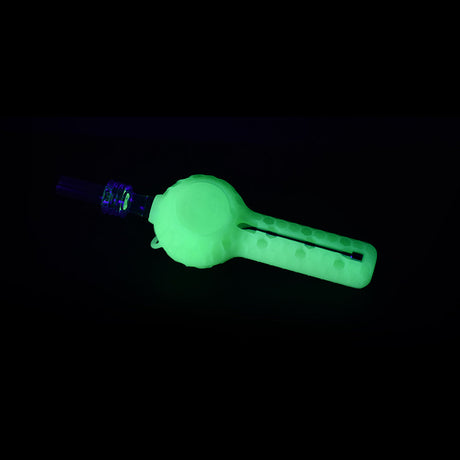 Ritual 4'' Silicone Nectar Spoon in UV Titanium White glowing in the dark, front view