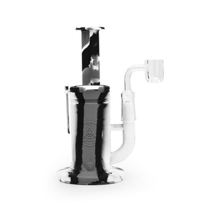 Ritual 8.5'' Silicone Sidecar Rig in Black & White Marble Design, Angled Side View