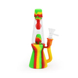 Ritual 7.5'' Silicone Lava Lamp Bong in Rasta colors, front view on white background