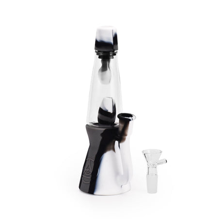 Ritual 7.5'' Silicone Lava Lamp Bong in Black & White Marble with Removable Bowl - Front View