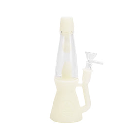 Ritual 7.5'' Silicone Lava Lamp Bong in UV Titanium White, Front View, Durable Design