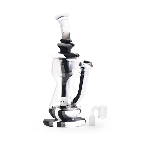 Ritual 10'' Silicone Deluxe Incycler in Black & White Marble with Sturdy Base - Front View