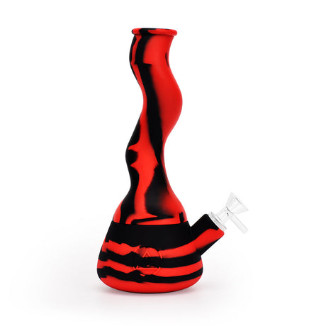 Ritual 10'' Wavy Silicone Beaker in Black & Red with Removable Bowl - Front View