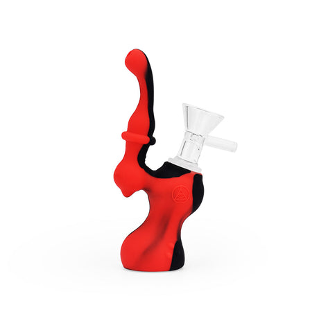Ritual 5'' Silicone Upright Bubbler in Black & Red with Deep Bowl - Front View