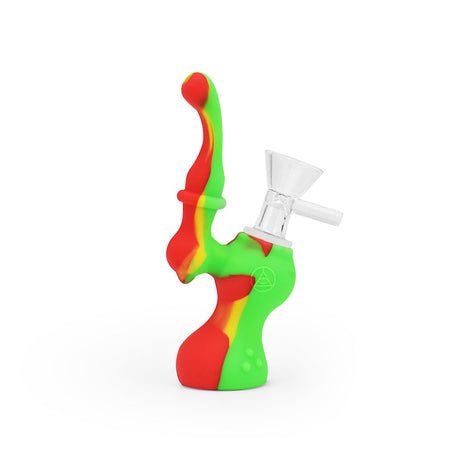Ritual 5'' Silicone Upright Bubbler in Rasta colors, front view, durable and portable