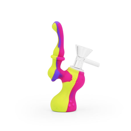 Ritual 5'' Silicone Upright Bubbler in Miami Sunset colors, front view on white background