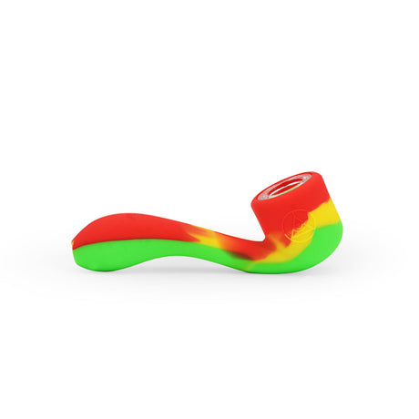 Ritual 4.5'' Silicone Sherlock Pipe in Rasta Colors - Side View on White Background