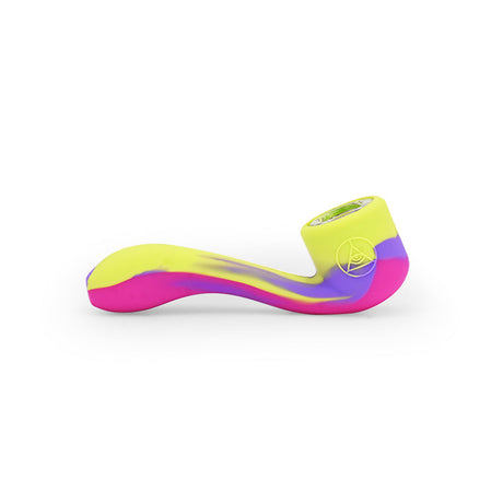 Ritual 4.5'' Silicone Sherlock Pipe in Miami Sunset colors, angled side view on white background