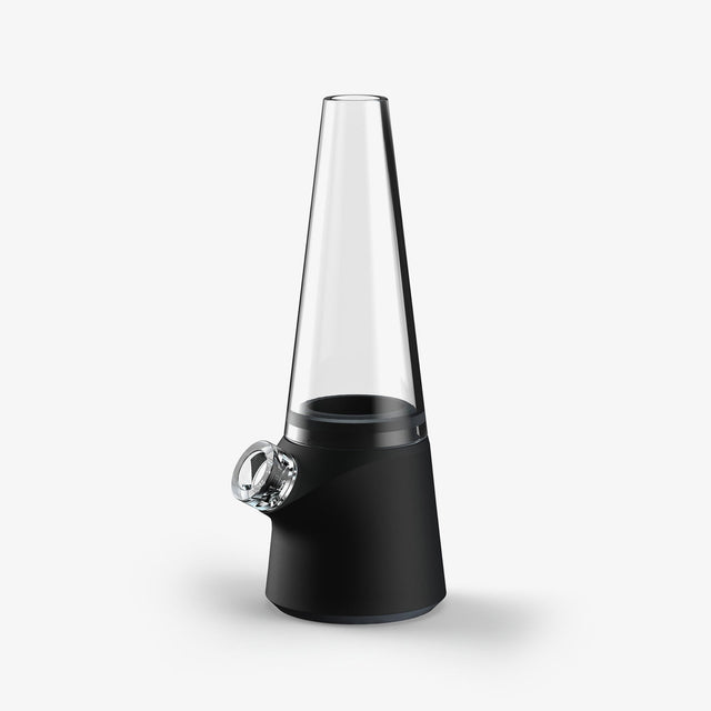 SOFTGLASS Modular Totem Bong with clear top, black silicone base, and carrying case, front view