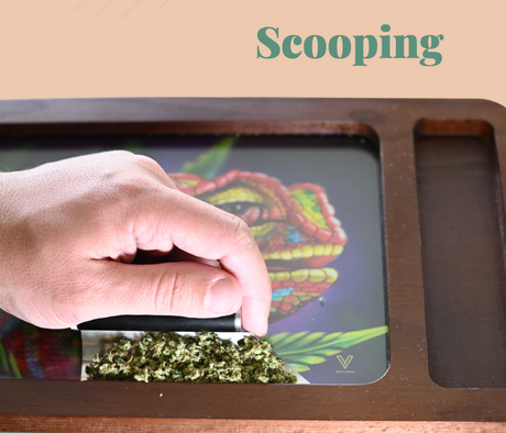 KronicBlade by Happy Kit - Close-up of hand scooping herbs on artistic tray