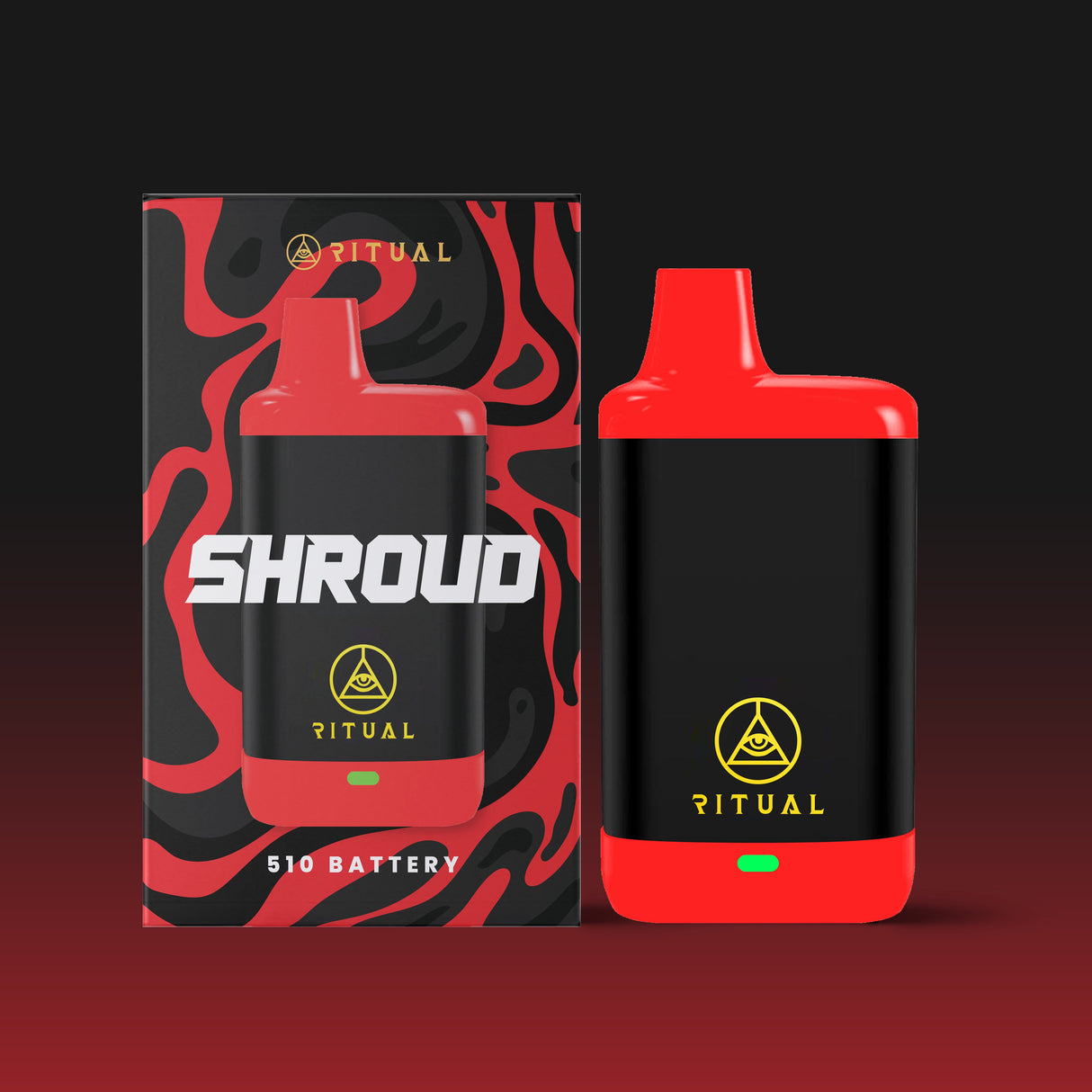 Ritual Shroud 510 Variable Voltage Battery in Red & Black with Packaging