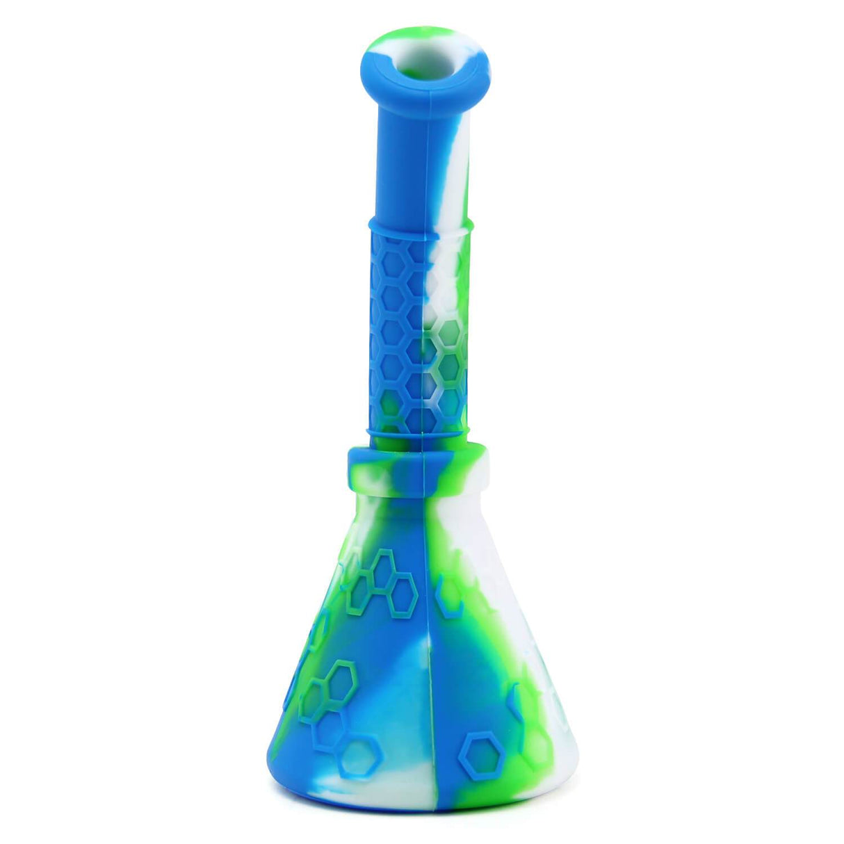 PILOT DIARY Silicone Beaker Bong in Blue and Green - Durable, Easy to Clean - Front View