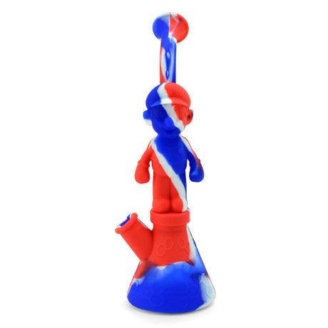 Pilot Diary Mario Silicone Water Bong in Red & Blue - Front View on White Background