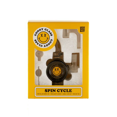 Goody Glass Spin Cycle Mini Dab Rig Kit in packaging, front view, compact design for easy use