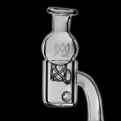 MJ Arsenal Spinner Carb Cap in Borosilicate Glass for Dab Rigs, Clear, Compact Design