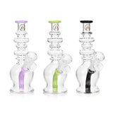 Ritual Smoke Ripper Bubblers in Slime Green, Purple, and Black, Front View with Percolator Detail
