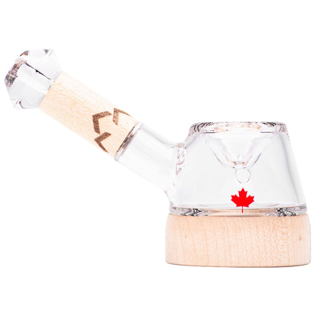 Canada Puffin Stone Spoon Pipe with Maple Leaf Emblem - Front View on White Background