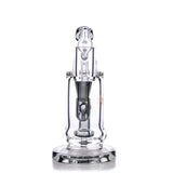 TerpDroid Mini Rig by The Stash Shack, 5.5" compact borosilicate glass dab rig with showerhead percolator, front view