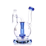The Stash Shack TerpGlobe Mini Rig in Blue, Front View, Compact 5" Dab Rig with Showerhead Percolator