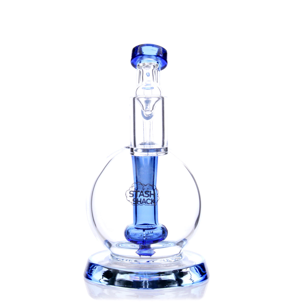 The Stash Shack TerpGlobe Mini Rig in Blue - Front View with Showerhead Percolator