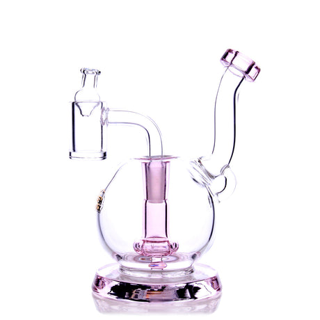 The Stash Shack TerpGlobe Mini Rig in Pink with Showerhead Percolator, Front View on White Background