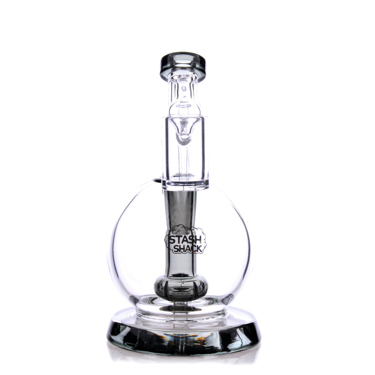 The Stash Shack TerpGlobe Mini Rig in Black, Front View with Showerhead Percolator