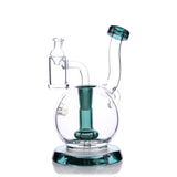 TerpGlobe Mini Rig in Green - Compact Borosilicate Glass Dab Rig with Showerhead Percolator