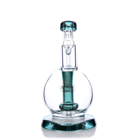 TerpGlobe Mini Rig in blue by The Stash Shack, front view on white background, compact design with showerhead percolator