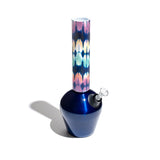 Chill Steel Pipes Mix & Match Series bong with glossy blue base and patterned tube, top view