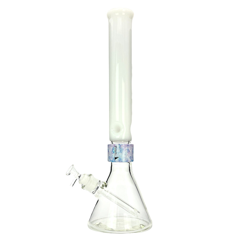 Prism HALO Tall Beaker Single Stack in Tie Dye/White - Front View with Clear Glass