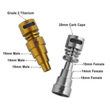 Honeybee Herb Titanium 6 in 1 Moon Rock Dab Nail, Gold & Silver, for Various Joint Sizes