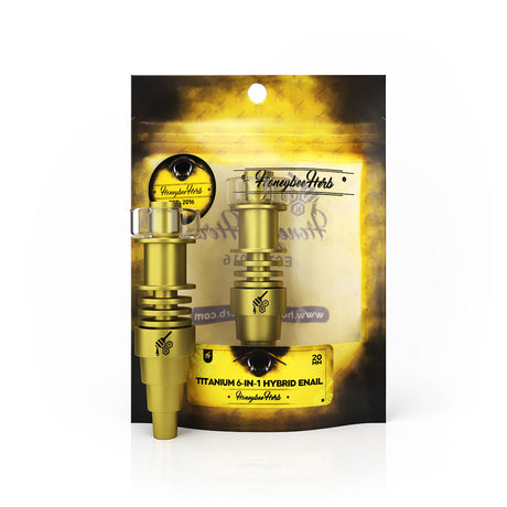 Honeybee Herb Titanium 6-in-1 Hybrid E-Nail, Gold Variant, 20mm, on Packaging
