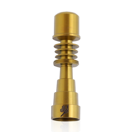 Honeybee Herb Titanium 6 in 1 Skillet E-Nail Dab Nail in Gold, Front View for Dab Rigs