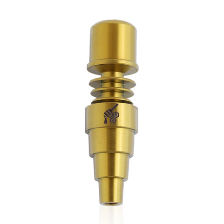 Honeybee Herb Titanium 6 in 1 Skillet E-Nail Dab Nail in Gold, versatile joint sizes, front view