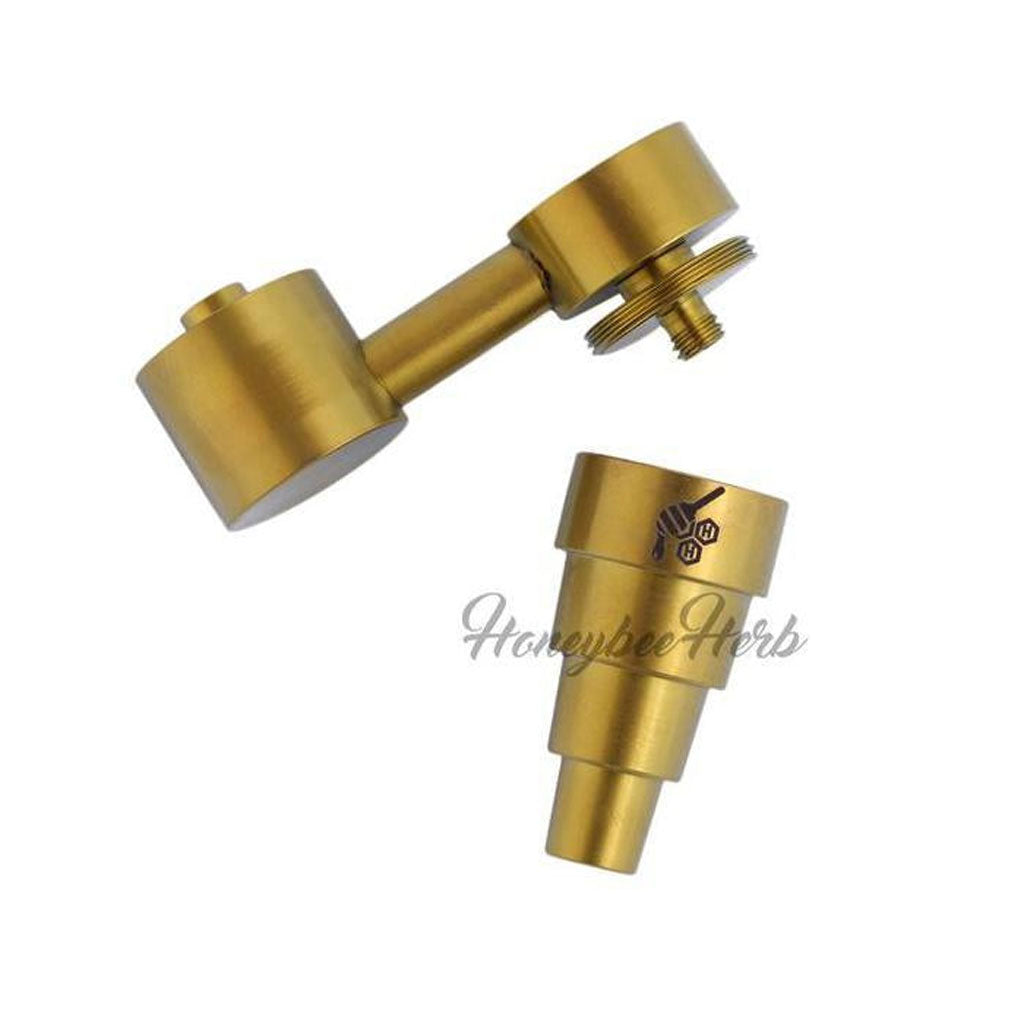Honeybee Herb Titanium 6 in 1 Sidecar Dab Nail in Gold, Top View for Dab Rigs