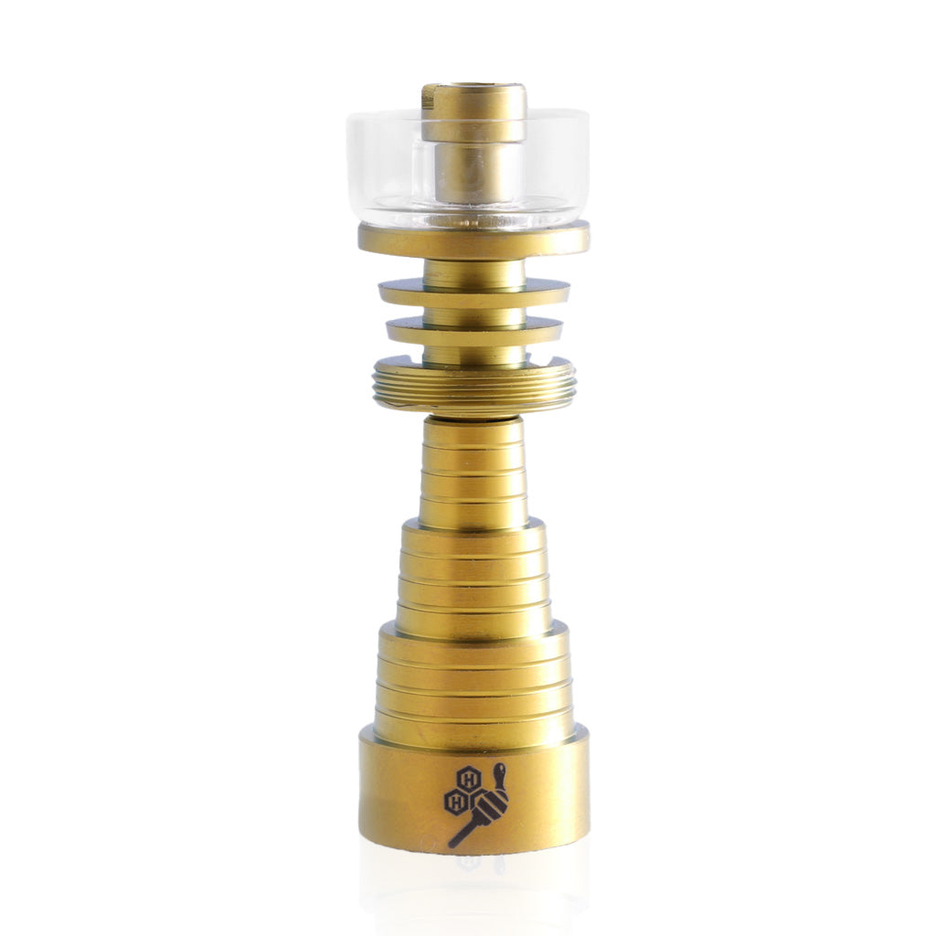 Honeybee Herb Titanium 6-in-1 Hybrid Dab Nail in Gold, Front View for Dab Rigs
