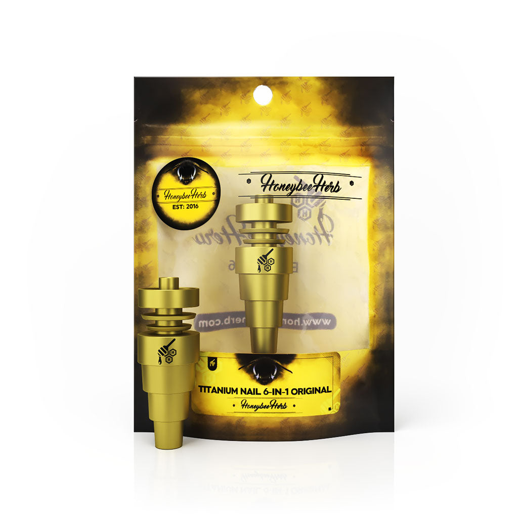 Honeybee Herb Titanium 6 in 1 Original Dab Nail, versatile for 10-19mm joints, ideal for dab rigs