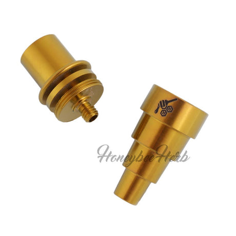 Honeybee Herb Titanium 6 in 1 E-Nail Dab Nail, Gold Variant, Isolated on White