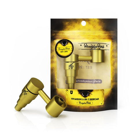 Honeybee Herb Titanium 6-in-1 Sidecar Dab Nail in Gold, versatile for various joint sizes