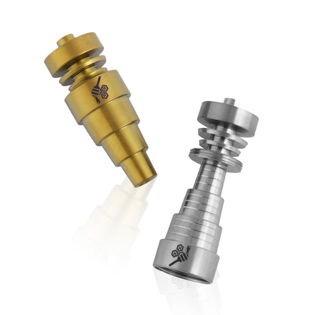 Honeybee Herb Titanium 6 in 1 Original Dab Nails in Gold and Silver, Angled View