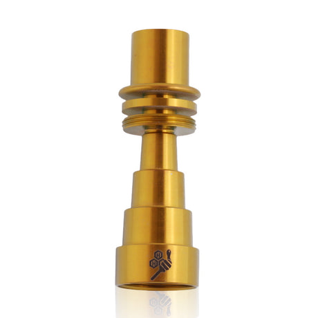 Honeybee Herb Titanium 6-in-1 Original E-Nail Dab Nail in Gold, Front View on White Background
