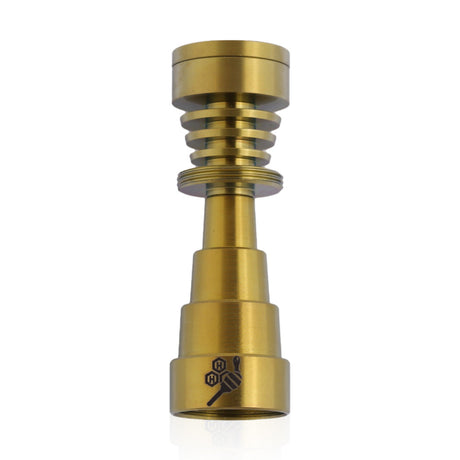 Honeybee Herb Titanium 6 in 1 Skillet Dab Nail in Gold, front view, for E-Rigs and Dab Rigs