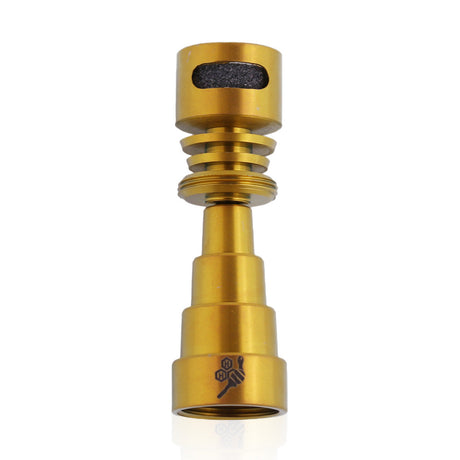 Honeybee Herb Titanium 6 in 1 Moon Rock Dab Nail, Gold, Front View on White Background