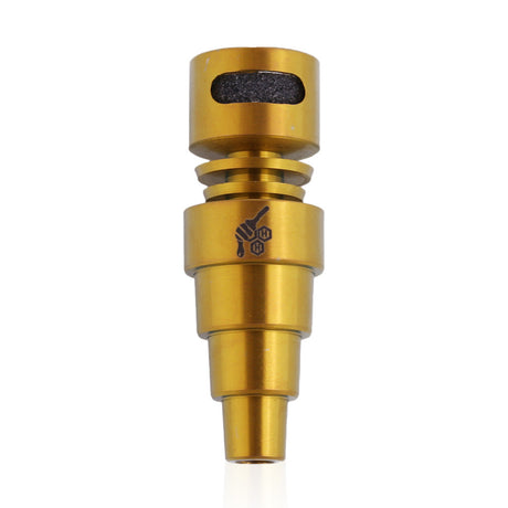 Honeybee Herb Titanium 6-in-1 Moon Rock Dab Nail in Gold, Front View, Versatile Joint Sizes