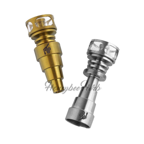 Honeybee Herb Titanium Hybrid Dab Nail with Quartz Dish in Gold and Silver