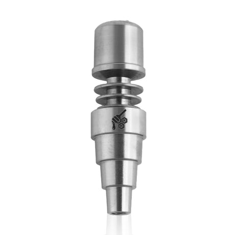 Honeybee Herb Titanium 6-in-1 Skillet E-Nail Dab Nail, Silver, Front View for Dab Rigs