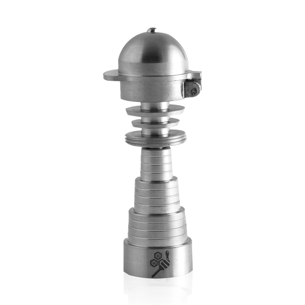 Honeybee Herb Titanium 6 in 1 Baseball Carb Cap for Dab Rigs, Front View on White Background