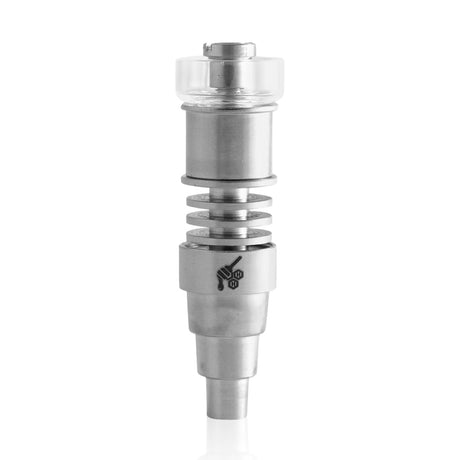 Honeybee Herb Titanium 6 in 1 Hybrid Dab E-Nail, Silver, Front View for Dab Rigs
