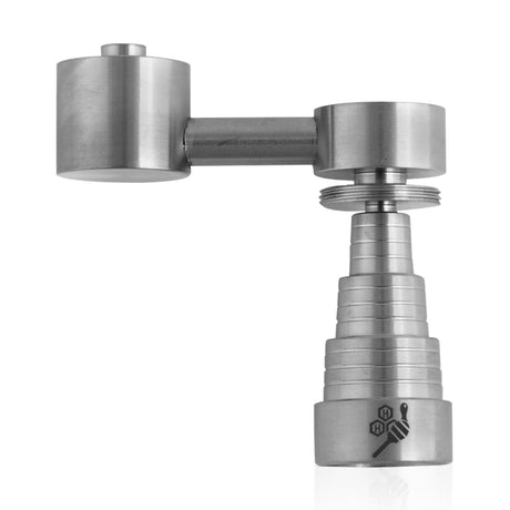 Honeybee Herb Titanium 6 in 1 Sidecar Dab Nail for E-Rigs, Silver, Front View