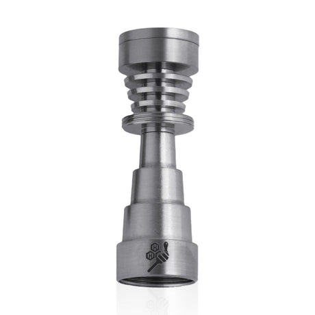 Honeybee Herb Titanium 6 in 1 Skillet Dab Nail, versatile for 10mm to 19mm joints, front view on white